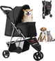 VEVOR Foldable Pet Stroller, 35 lb Capacity with Mesh Windows (Black) - Kidsy