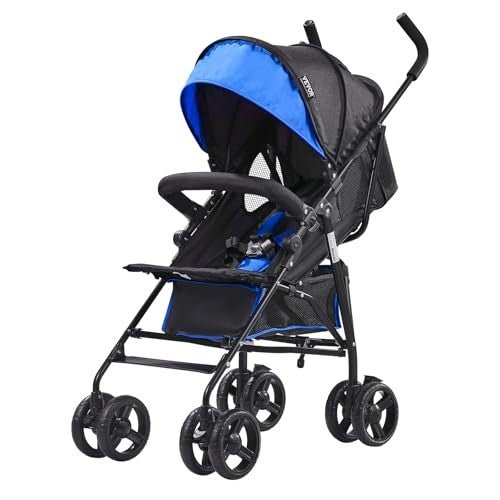 VEVOR Lightweight Compact Stroller (Black/Blue) - Kidsy