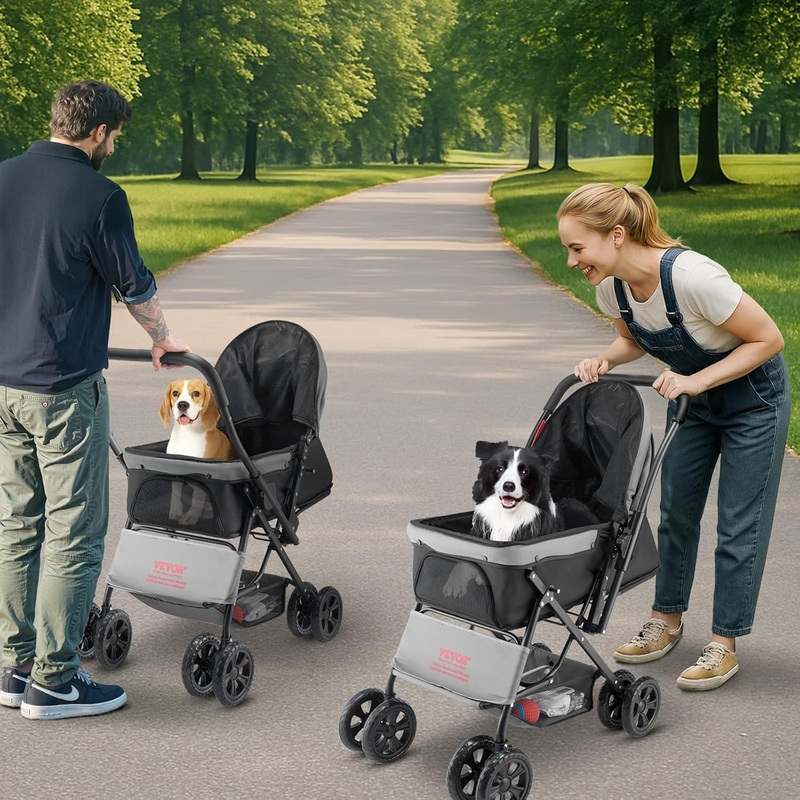 VEVOR Pet Stroller, 44 lbs Weight Capacity (Black+Gray) - Kidsy