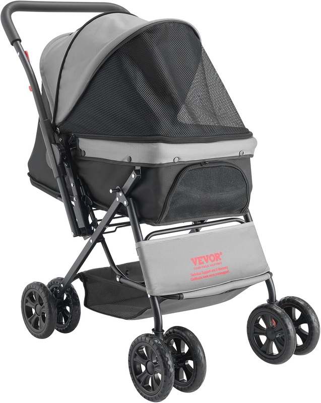 VEVOR Pet Stroller, 44 lbs Weight Capacity (Black+Gray) - Kidsy