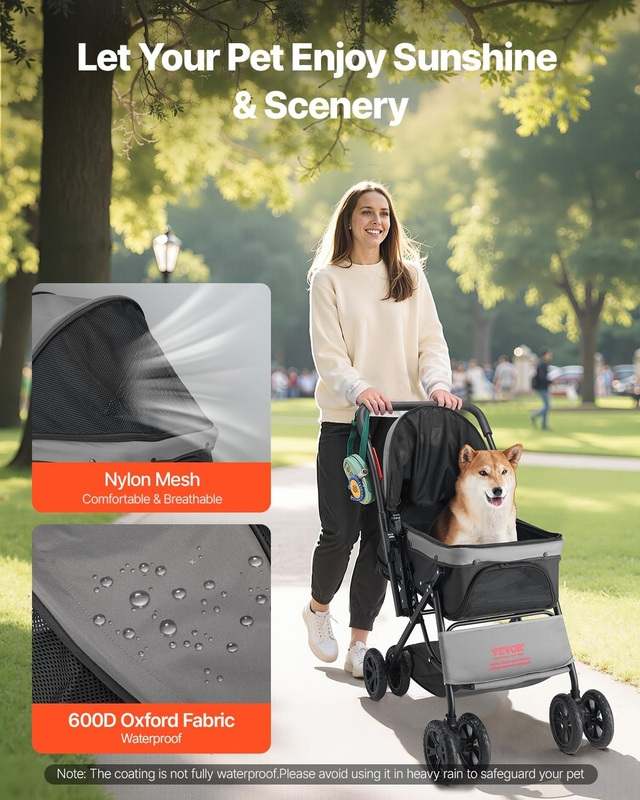 VEVOR Pet Stroller, 44 lbs Weight Capacity (Black+Gray) - Kidsy