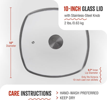 Victoria Glass Lid with Stainless Steel Knob for 10" Grill Pan - Kidsy