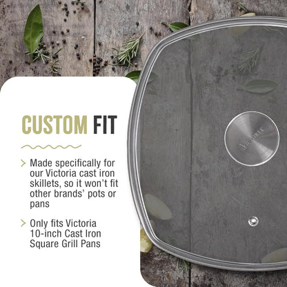 Victoria Glass Lid with Stainless Steel Knob for 10" Grill Pan - Kidsy
