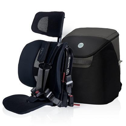 WAYB Pico Travel Car Seat with Premium Carrying Bag (Black/Grey) - Kidsy