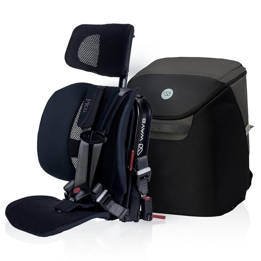 WAYB Pico Travel Car Seat with Premium Carrying Bag (Black/Grey) - Kidsy