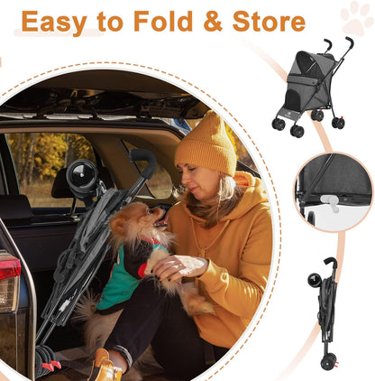 Wedyvko Travel Portable Dog Stroller (Dark Grey) - Kidsy