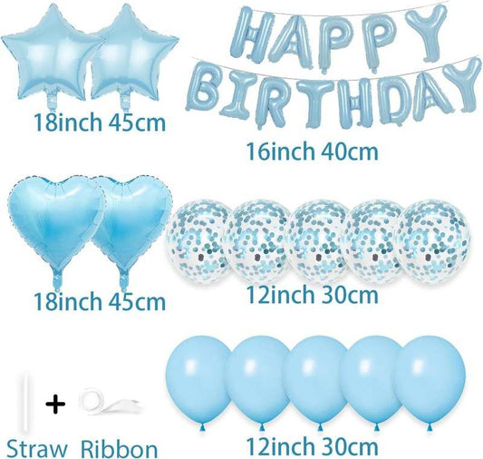 Weika 27 Pcs Birthday Decorations (Light Blue) - Kidsy