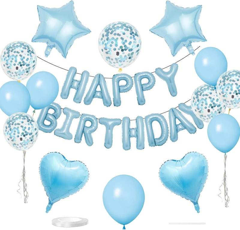 Weika 27 Pcs Birthday Decorations (Light Blue)