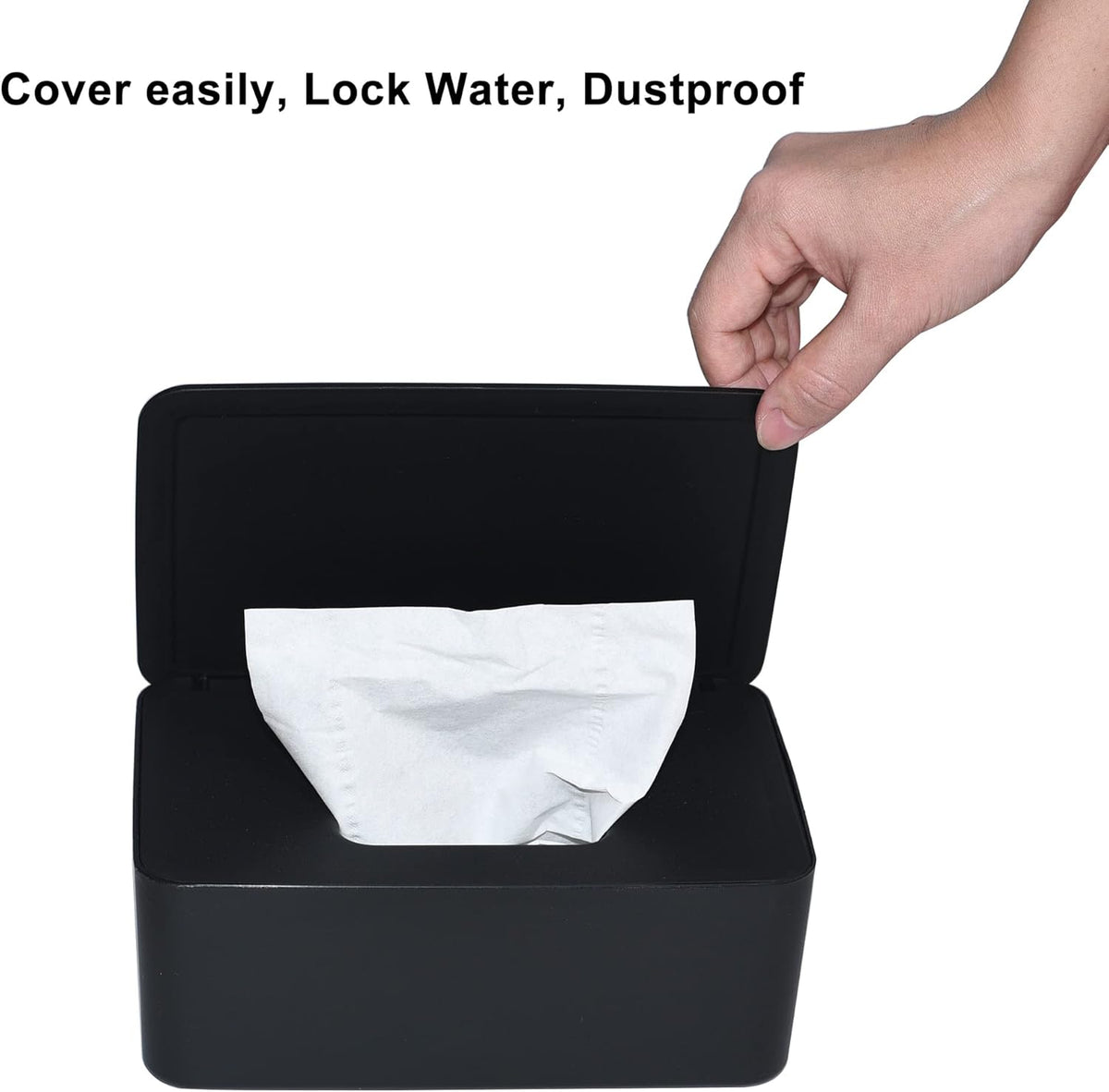 Wet Wipe Dispenser Box with Lid (Black) - Kidsy