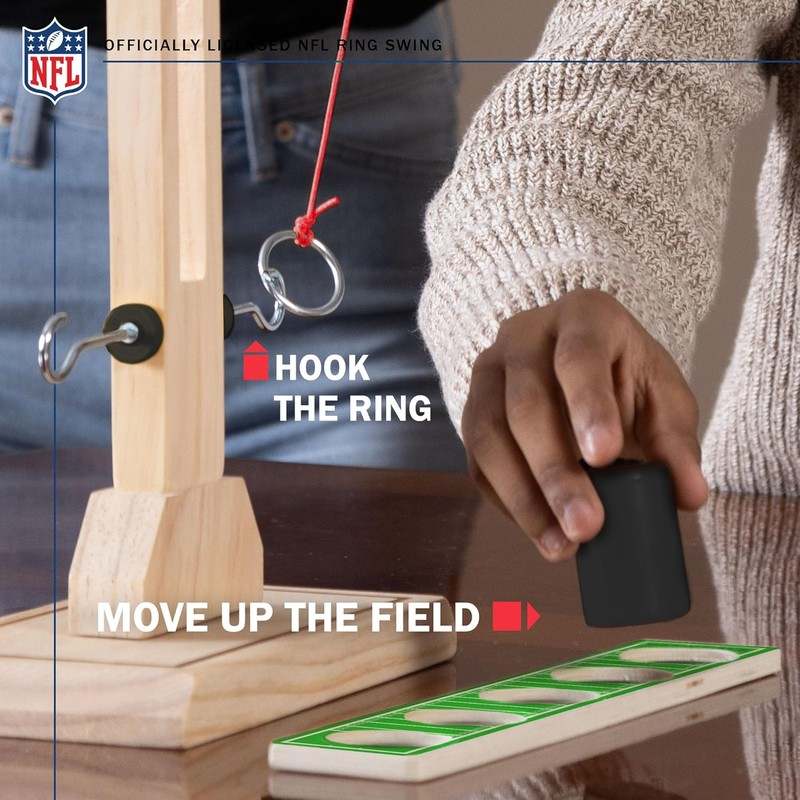 Wild Sports NFL Wooden Ring Swing Battle Head - to - Head Ring Toss Hook & Ring Game for NFL Fans - Kidsy