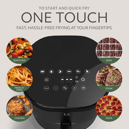 WILLOW Eco Series 6 - in - 1 Air Fryer - 5 Quart Glass Basket (Black) - Kidsy