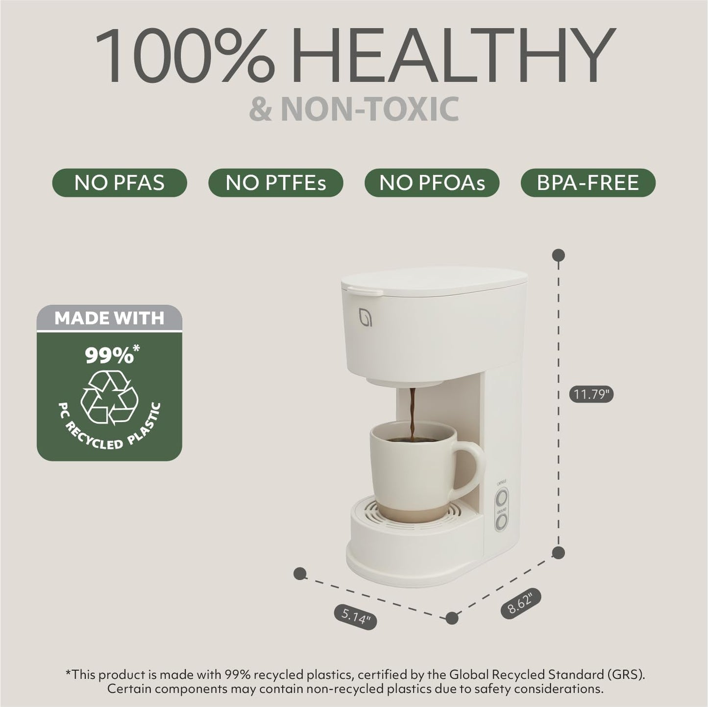 WILLOW K - Cup Coffee Maker, Single Serve Coffee Maker (White) - Kidsy