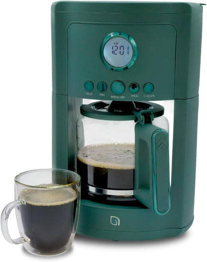 Willow Kitchen 12 Cup Programmable Drip Coffee Maker Machine (Hunter Green) - Kidsy