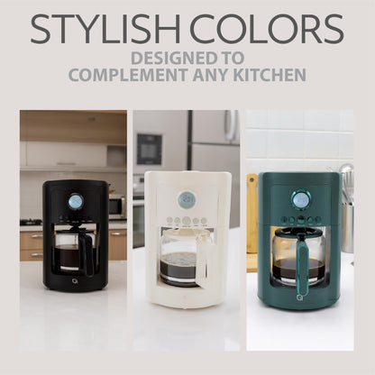 Willow Kitchen 12 Cup Programmable Drip Coffee Maker Machine (Hunter Green) - Kidsy