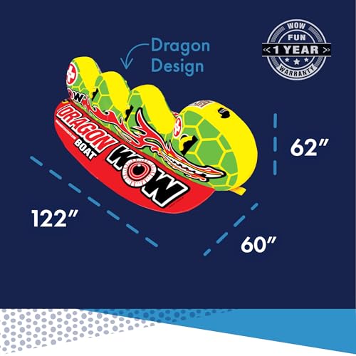 WOW Sports - Dragon Inflatable Cockpit Tube - Towable Boating Accessory (Multi) - Kidsy
