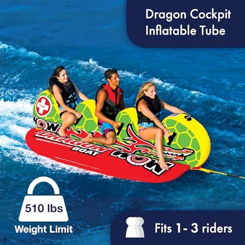 WOW Sports - Dragon Inflatable Cockpit Tube - Towable Boating Accessory (Multi) - Kidsy