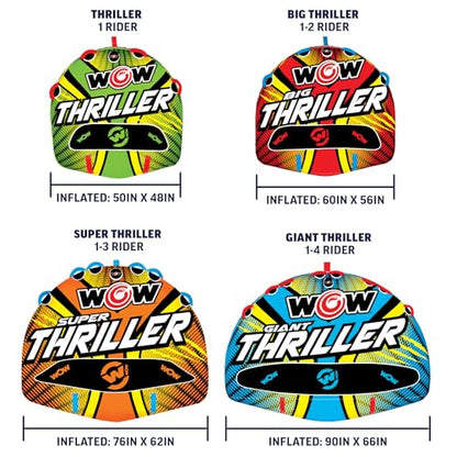 WOW Sports Thriller Towable Deck Tube for Boating (Orange Yellow Blue) - Kidsy