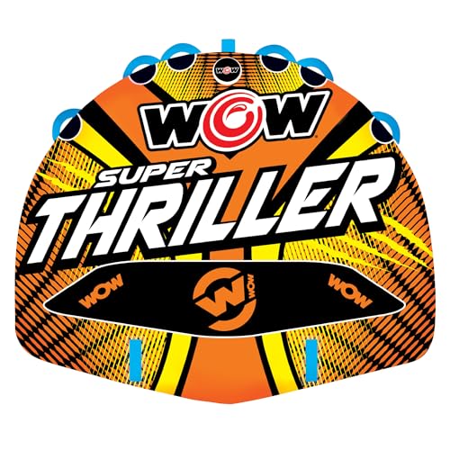 WOW Sports Thriller Towable Deck Tube for Boating (Orange Yellow Blue) - Kidsy