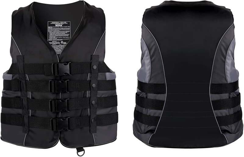 XGEAR Adult USCG Life Jacket Water Sports Life Vest (Black) - Kidsy