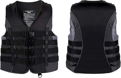 XGEAR Adult USCG Life Jacket Water Sports Life Vest (Black) - Kidsy