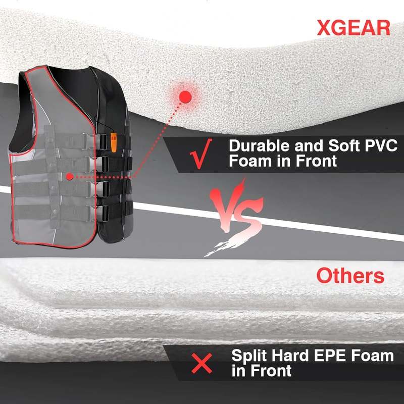 XGEAR Adult USCG Life Jacket Water Sports Life Vest (Black) - Kidsy