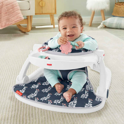 New Fisher-Price Baby Portable Baby Chair Sit-Me-Up Floor Seat (Navy Garden)