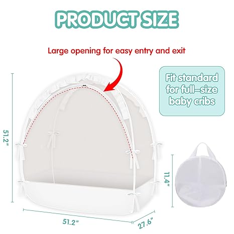 Zkaitoy Pop Up Crib Tent (White) - Kidsy