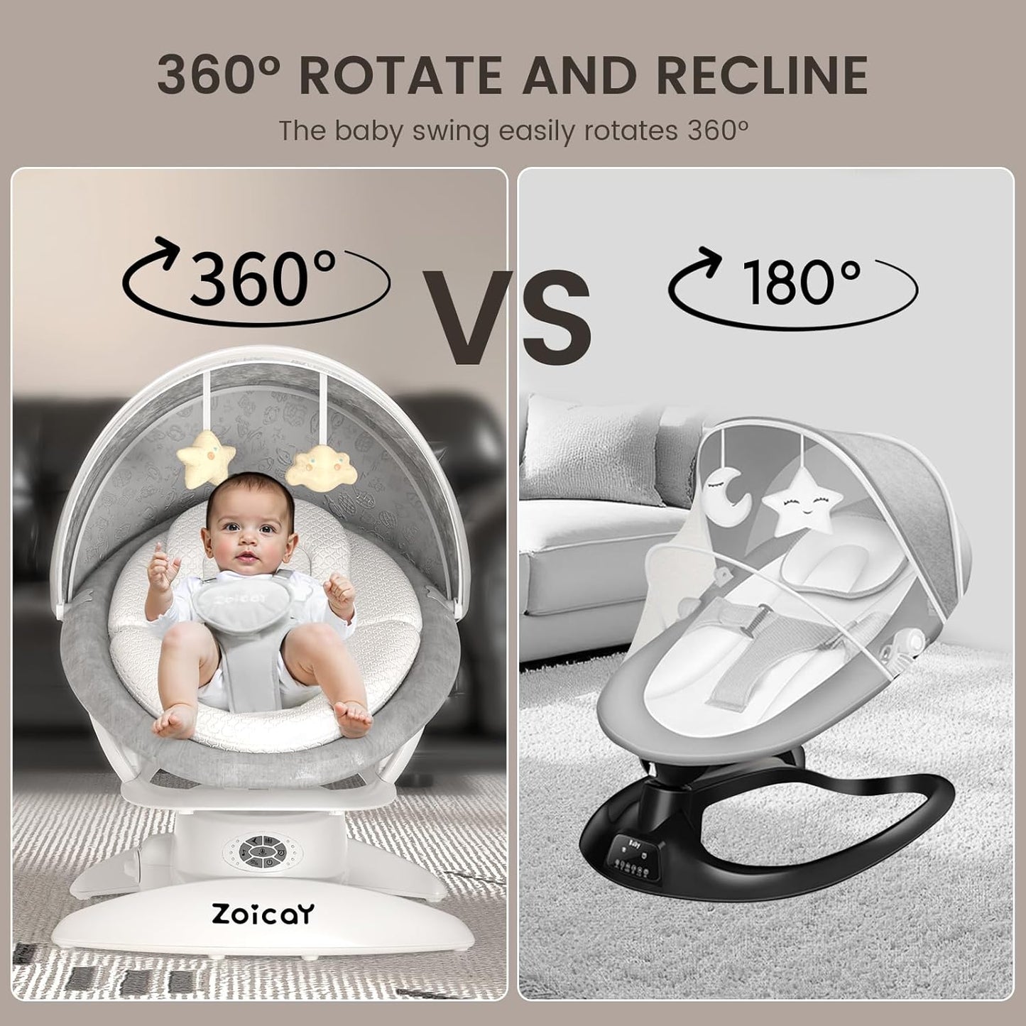 zoicay 3 - in - 1 Baby Swing for Infants with Motion Detection (White) - Kidsy