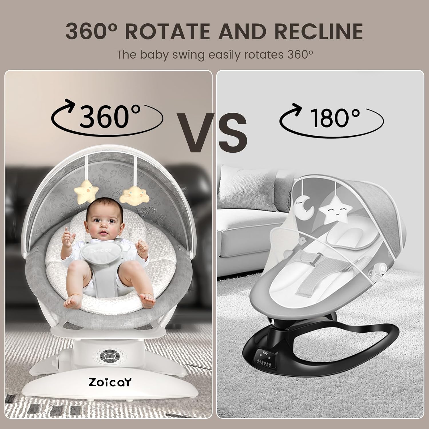 zoicay 3 - in - 1 Baby Swing for Infants with Motion Detection (White) - Kidsy