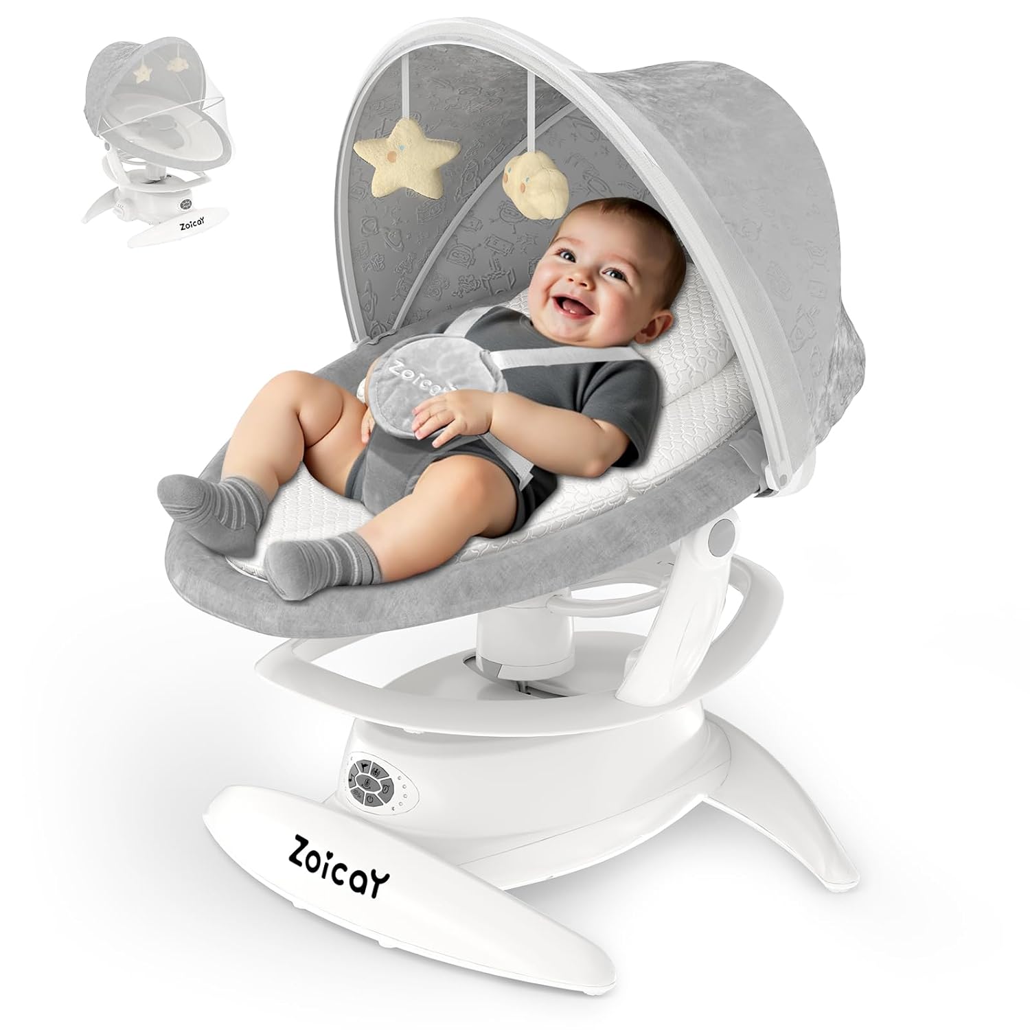 zoicay 3 - in - 1 Baby Swing for Infants with Motion Detection (White) - Kidsy
