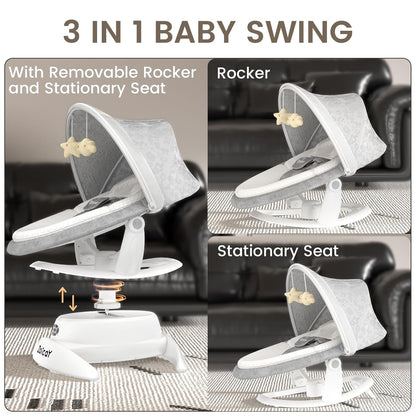 zoicay 3 - in - 1 Baby Swing for Infants with Motion Detection (White) - Kidsy