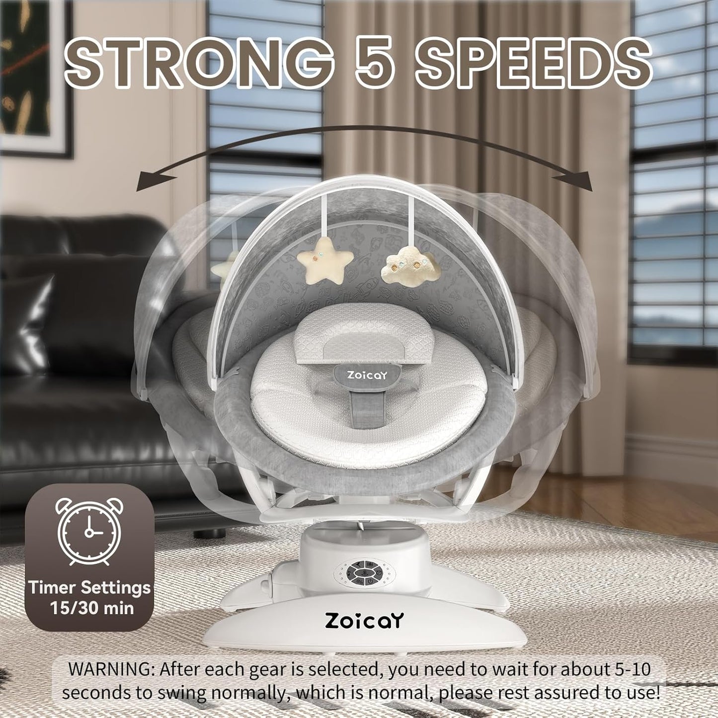 zoicay 3 - in - 1 Baby Swing for Infants with Motion Detection (White) - Kidsy