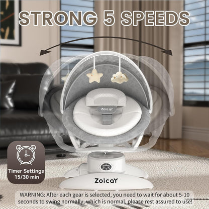 zoicay 3 - in - 1 Baby Swing for Infants with Motion Detection (White) - Kidsy