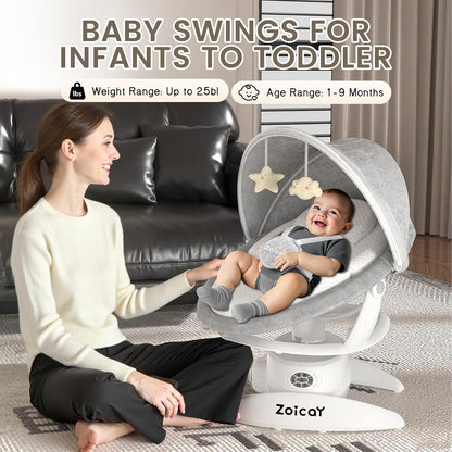 zoicay 3 - in - 1 Baby Swing for Infants with Motion Detection (White) - Kidsy