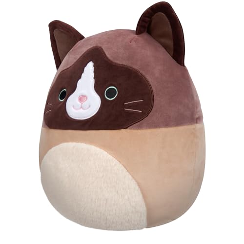 New Squishmallows Original 16-Inch Woodward Snowshoe Cat with Fuzzy Belly