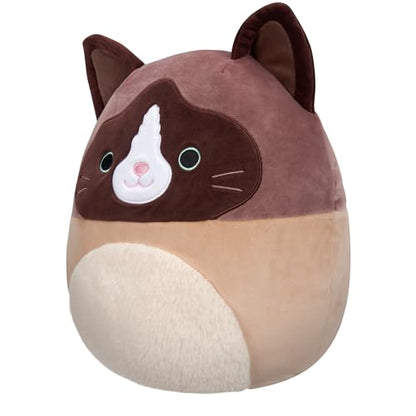 New Squishmallows Original 16-Inch Woodward Snowshoe Cat with Fuzzy Belly