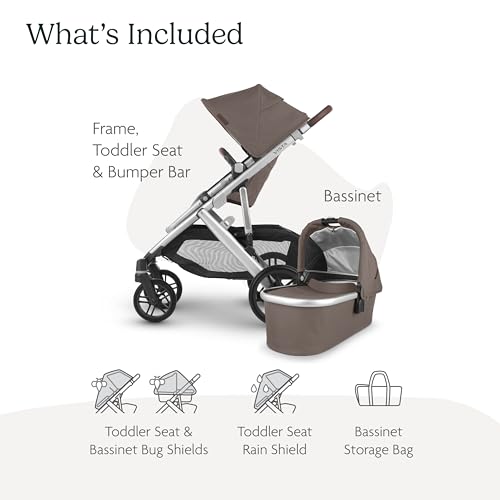 New UPPAbaby Vista V2 Stroller Theo (Dark Taupe/Silver Frame/Chestnut Leather)