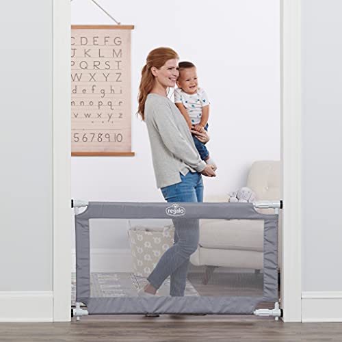 New Regalo 50" Extra Wide Expandable Mesh Safety Gate (Gray)