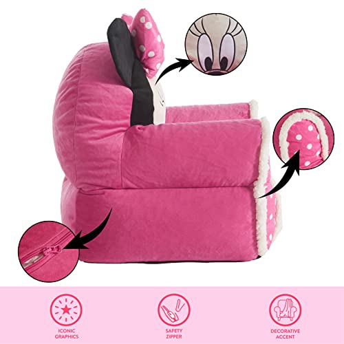 Idea Nuova Minnie Mouse Figural Sherpa Trim Bean Bag Chair (Pink)