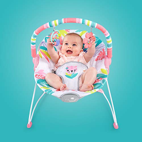 Bright Starts Baby Bouncer Infant Seat (Flamingo Vibes, Pink)