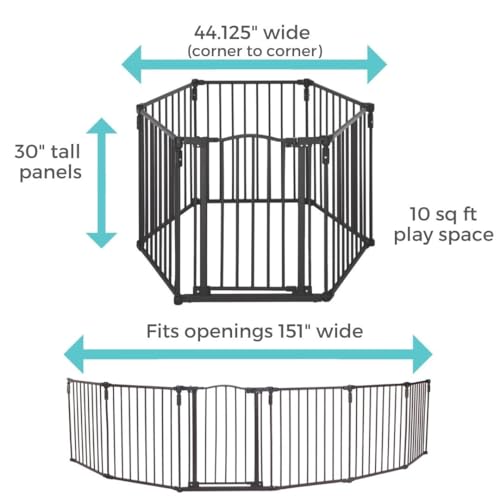 New Toddleroo by North States 3-in-1 Arched 6 Panel Baby Gate 151" Wide