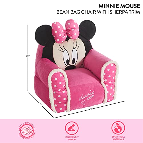 Idea Nuova Minnie Mouse Figural Sherpa Trim Bean Bag Chair (Pink)