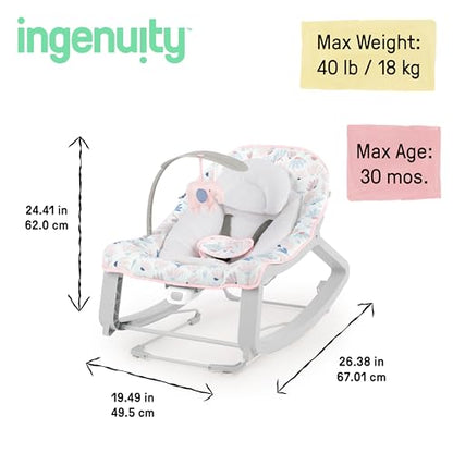 Ingenuity Keep Cozy 3-in-1 Grow with Me Vibrating Baby Bouncer (Pink Burst)