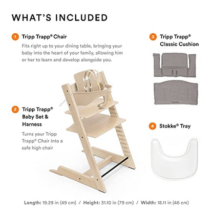 New Stokke Tripp Trapp High Chair Complete with Cushion and Stokke Tray (Natural with Nordic Grey)