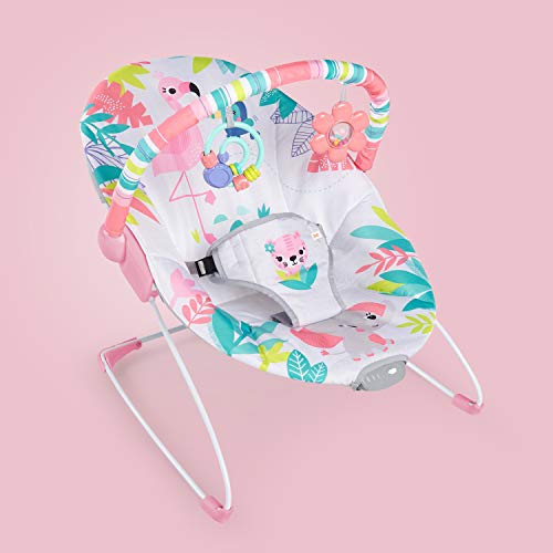 New Bright Starts Baby Bouncer Infant Seat (Flamingo Vibes, Pink)