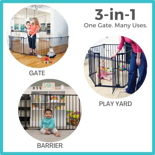 New Toddleroo by North States 3-in-1 Arched 6 Panel Baby Gate 151" Wide