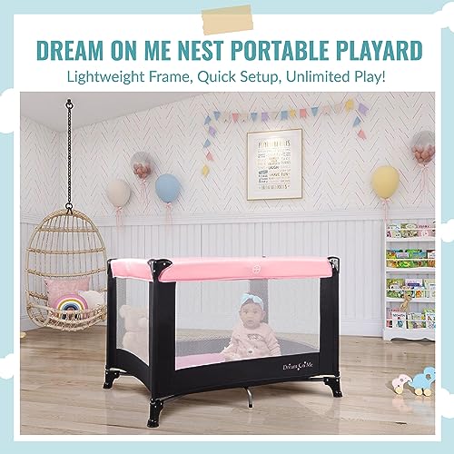 Dream On Me Nest Portable Play Yard with Carry Bag (Pink)