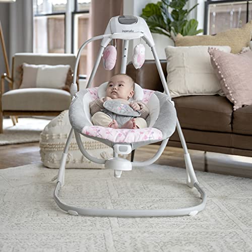 New Ingenuity Simple Comfort Lightweight Compact Baby Swing (Pink Cassidy)