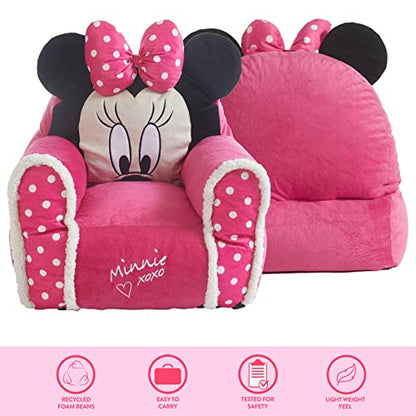 Idea Nuova Minnie Mouse Figural Sherpa Trim Bean Bag Chair (Pink)