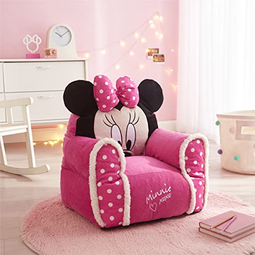 Idea Nuova Minnie Mouse Figural Sherpa Trim Bean Bag Chair (Pink)